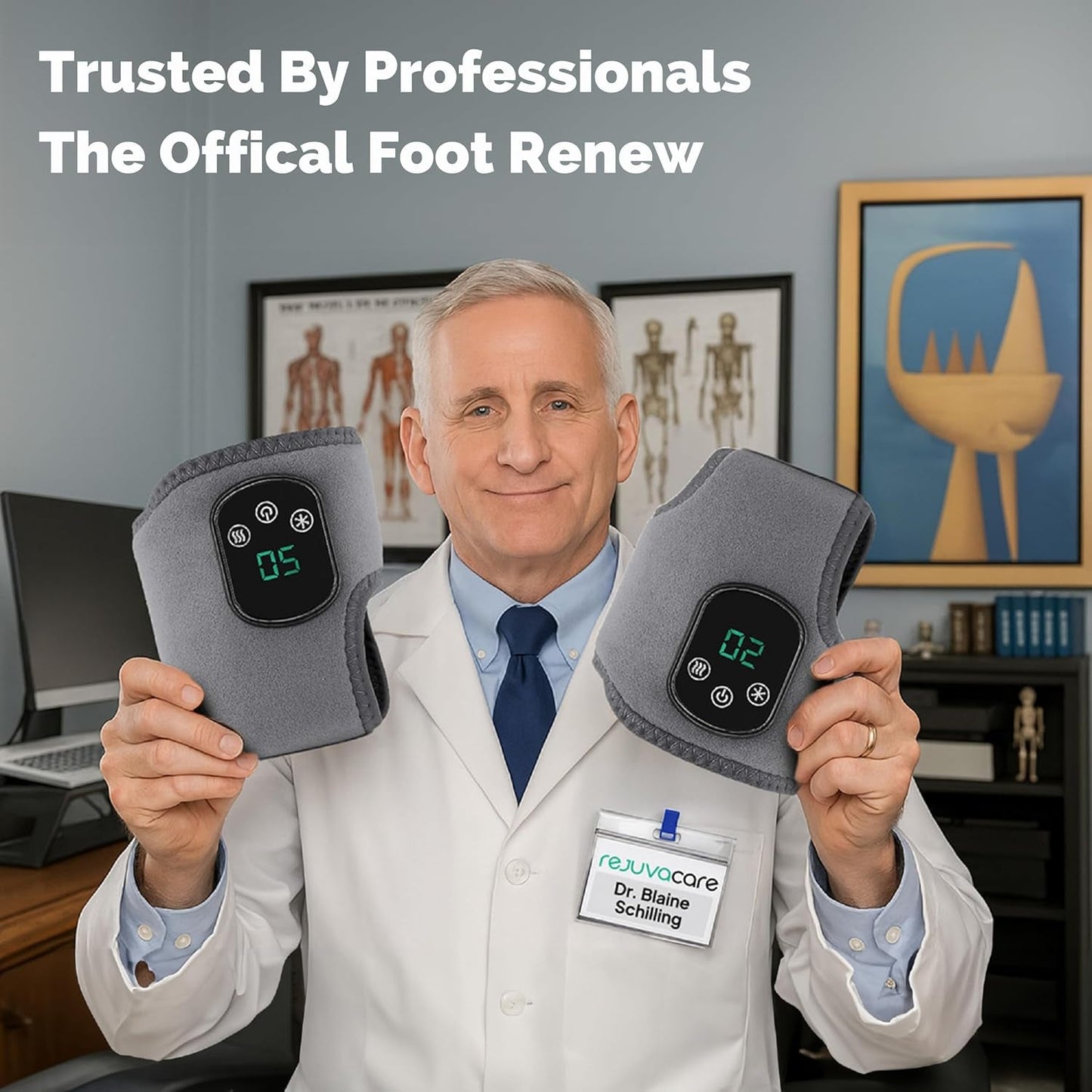 Footrenew Triple Method Massager – the Official - Electric Foot and Ankle Massager Heated Wrap with 3 Vibration Modes and 5 Heat Levels - Cordless Portable Design (1-Piece, 1, Count)